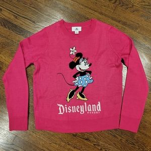Disney Parks Brand Minnie Mouse Disneyland Bright Pink Sweater Size L 10/12